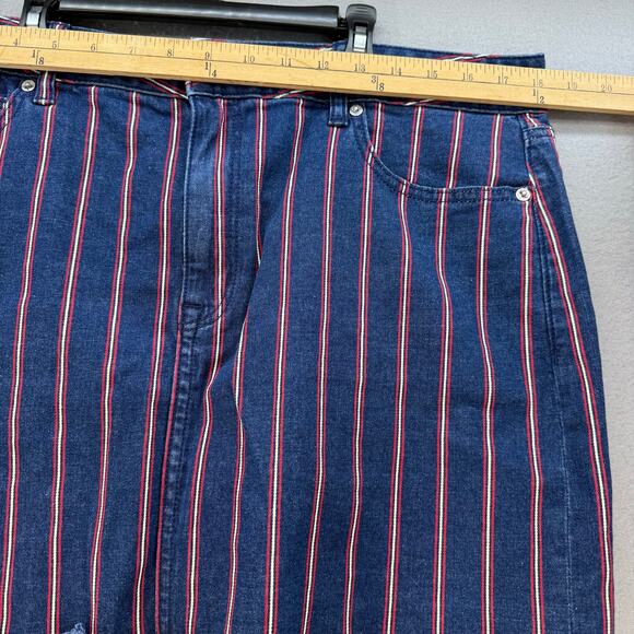 American Eagle Denim Mini Skirt Women's 16R Blue Red White Super Stretch - Picture 9 of 12